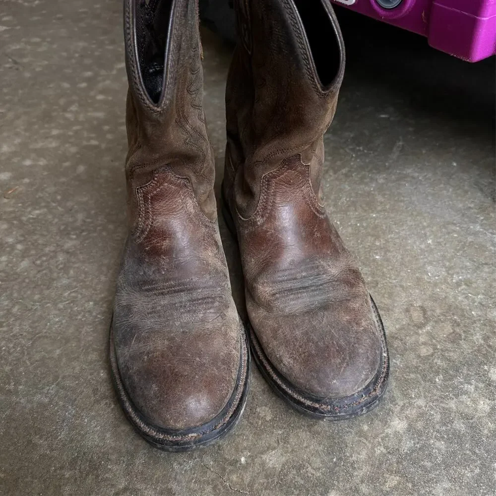 Ariat Groundbreaker Men's Western Work Boot Brown Size 9D Soft Toe *Distressed*